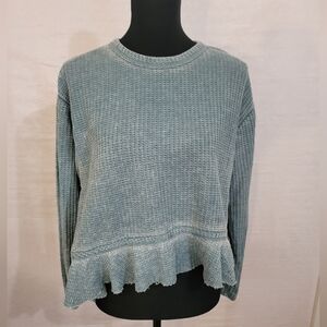 teal asymmetrical waffle top